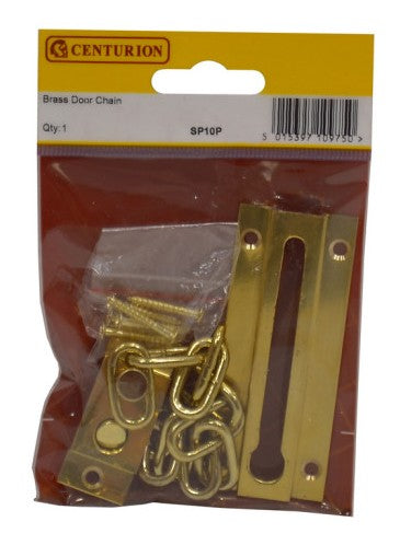 Solid Brass Door Chain, Brassed