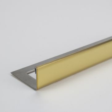 12.5mm L Shape Bright Gold S/Steel Tile Trim 2.5M
