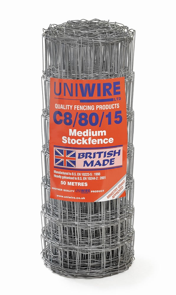 C8/80/15 Medium Weight Steel Stock Fence Netting 800mmx50M Roll