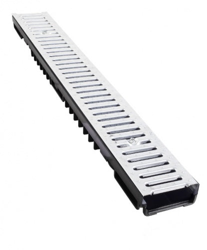 50mm Shallow Rain Drain Channel 1000mm Galvanised Grating