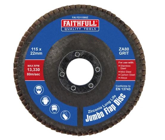 Faithfull Zirconia Abrasive Jumbo Flap Disc 115mm