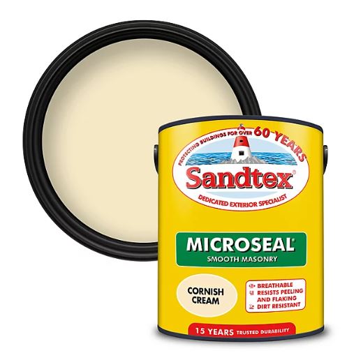 Sandtex Microseal Smooth Masonry Paint Cornish Cream 5L