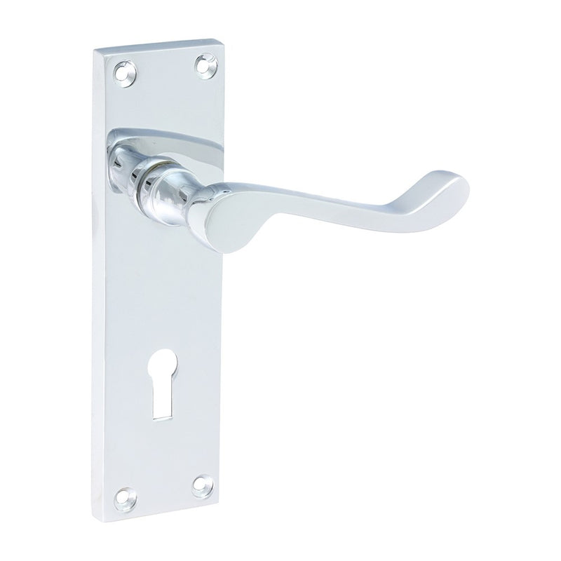Victorian Scroll Lock Handles - Polished Chrome 152 x 42mm