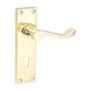 Victorian Scroll Lock Handles - Polished Brass 152 x 42mm
