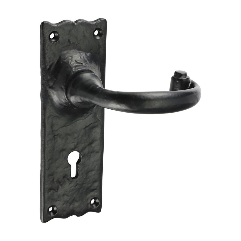 Traditional Lever Lock Handles - Antique Black 155 X 54mm