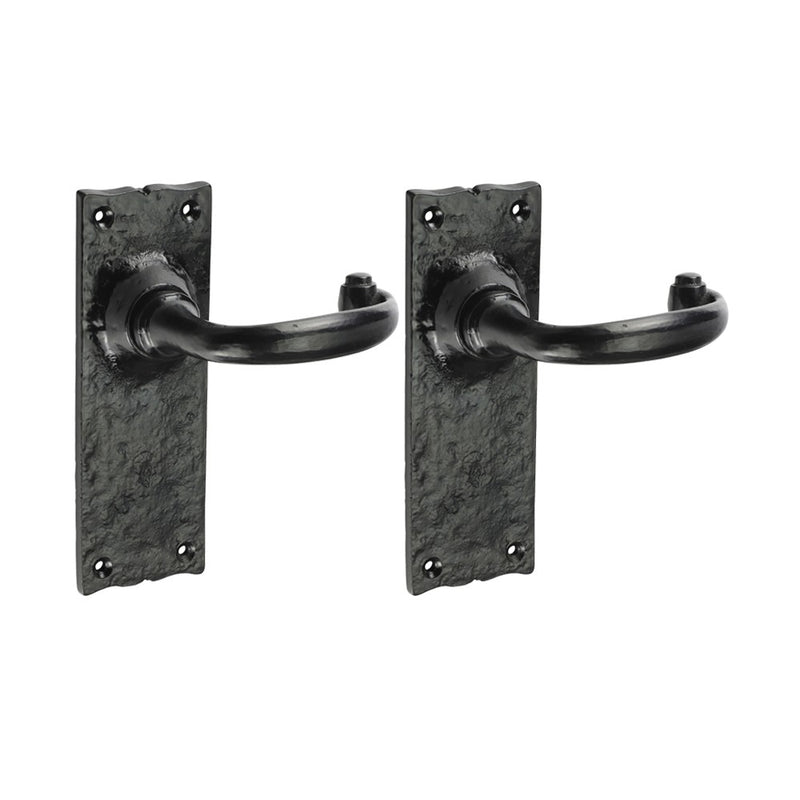 Traditional Lever Latch Handles - Antique Black 155 x 54mm