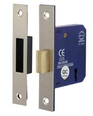Timco 3 Lever Deadlock - Satin Nickel