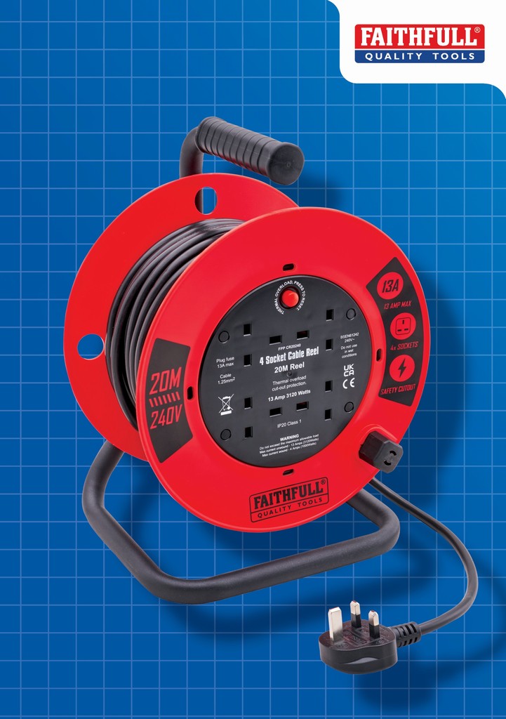 Faithfull 20M Cable Reel 13A
