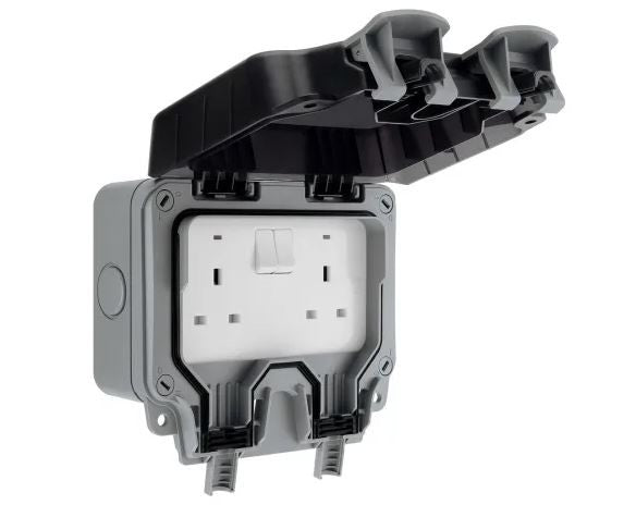 IP66 Weatherproof Outdoor Switched Socket 2-Gang