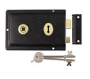 Rim Sash Lock Fluted - Black 156 x 106mm