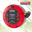 Faithfull 10m Cable Reel 10A, 4 Sockets