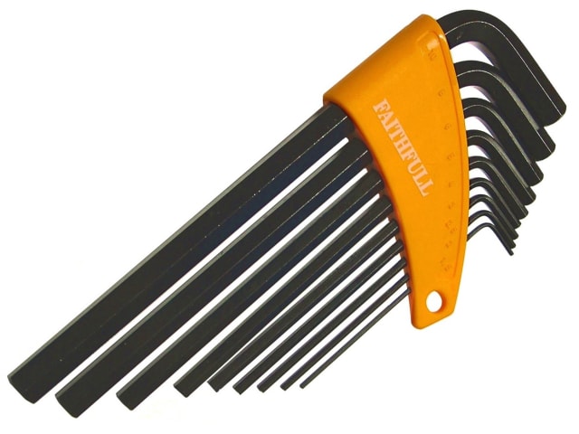 Faithfull Hexagon Key Long Arm Set of 9 Metric (1.5-10mm)