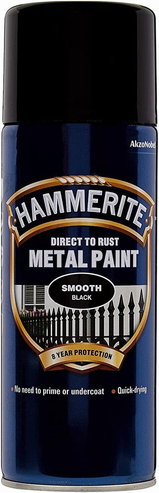 Hammerite Metal Paint Smooth Black Aerosol 400ml