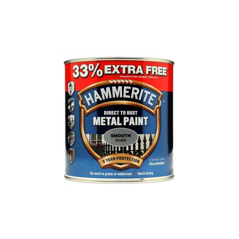 Hammerite Metal Paint Smooth Silver 750ml