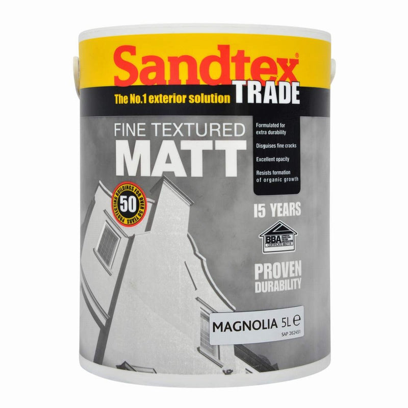 Sandtex Trade Fine Text Magnolia 5L Masonry Paint