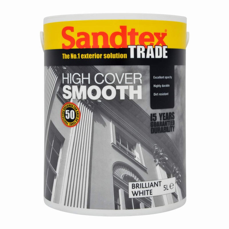Sandtex Trade HC Smooth Bril White 5L Masonry Paint