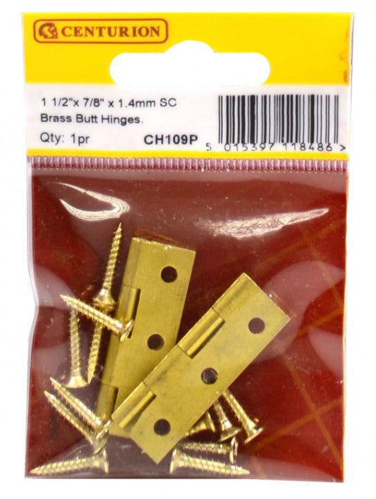 1 1/2" x 7/8" x 1.4mm SC Solid Drawn Butt Hinges (1 pair)