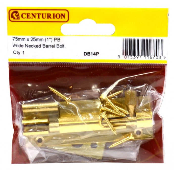 75mm x 25mm (1") PB Wide Necked Barrel Bolt