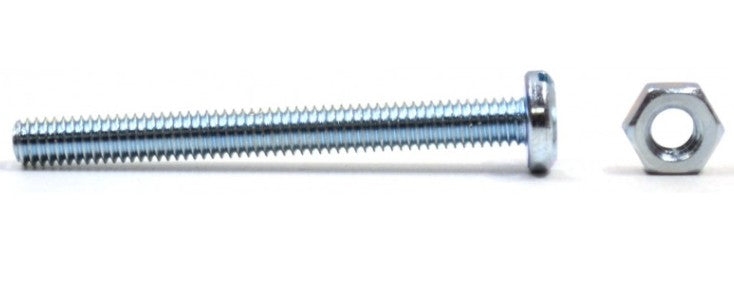 M4 x 40mm ZP Machine Screws & Nuts (Pack of 10)