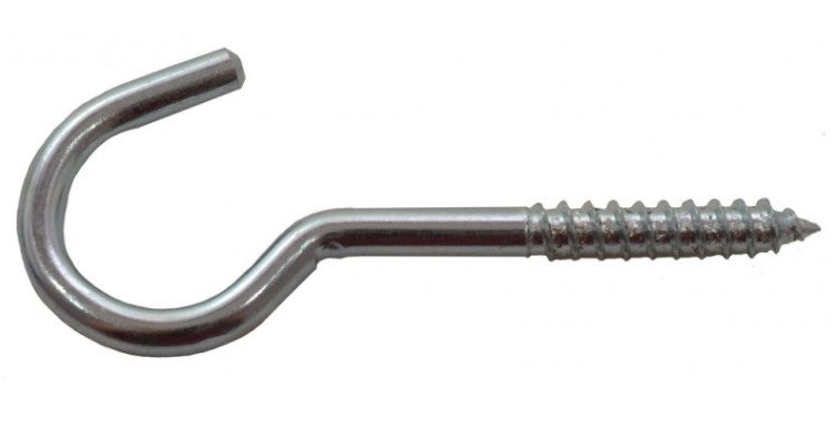80mm x 12mm ZP Steel Screw Hooks (Pack of 2)