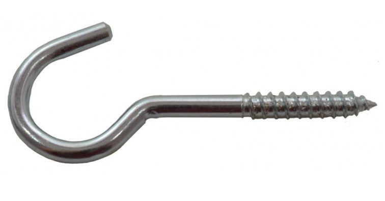 100mm x 18mm ZP Steel Screw Hooks (Pack of 2)