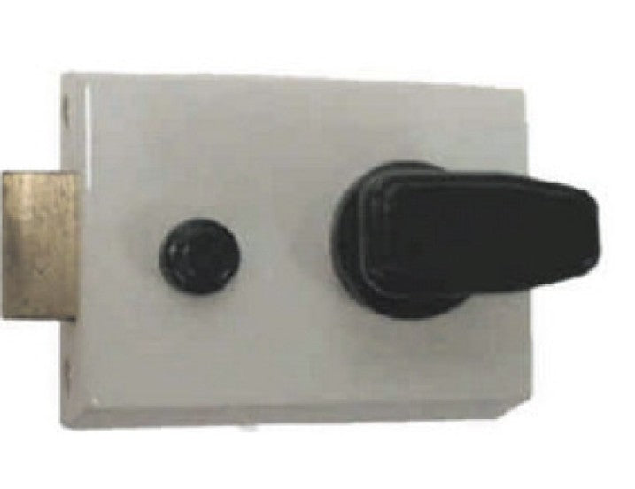 White Standard Double Locking Nightlatch Brassed Cylinder