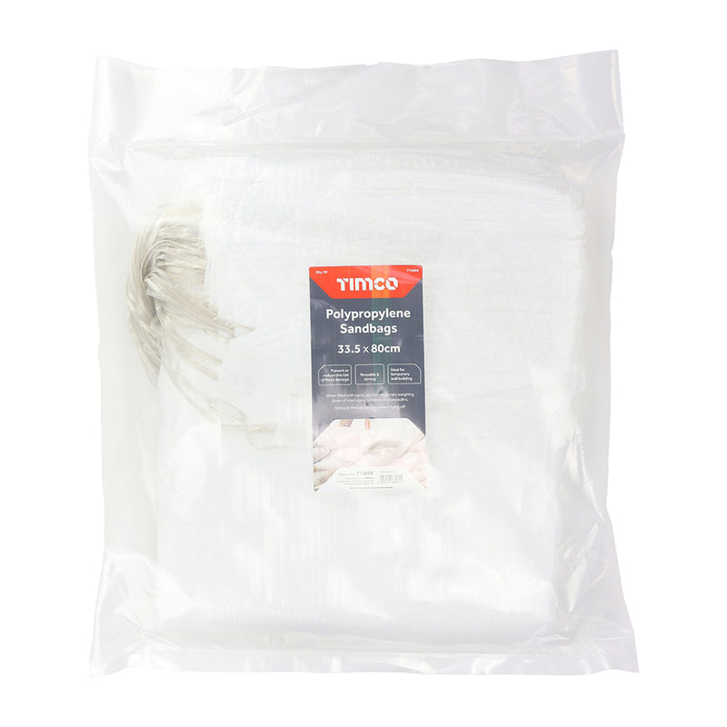 Poly Sand Bags White 33.5 x 80cm - Pack of 50