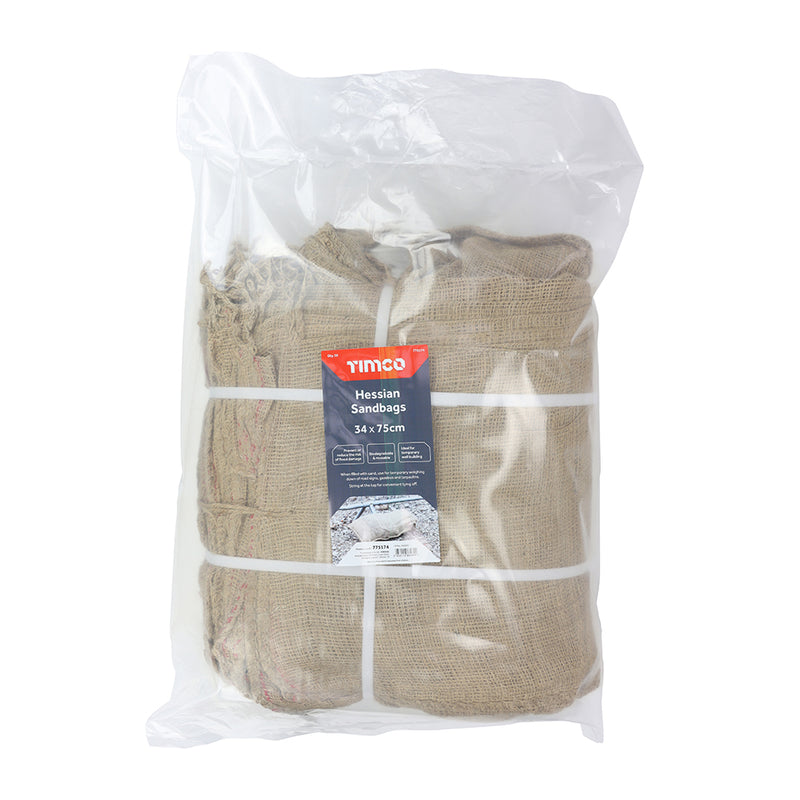 Hessian Sand Bags Natural 34 x 75cm - Pack of 50