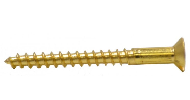 2" x 10 SC Slotted Brass Screws Countersunk (Pack of 3)