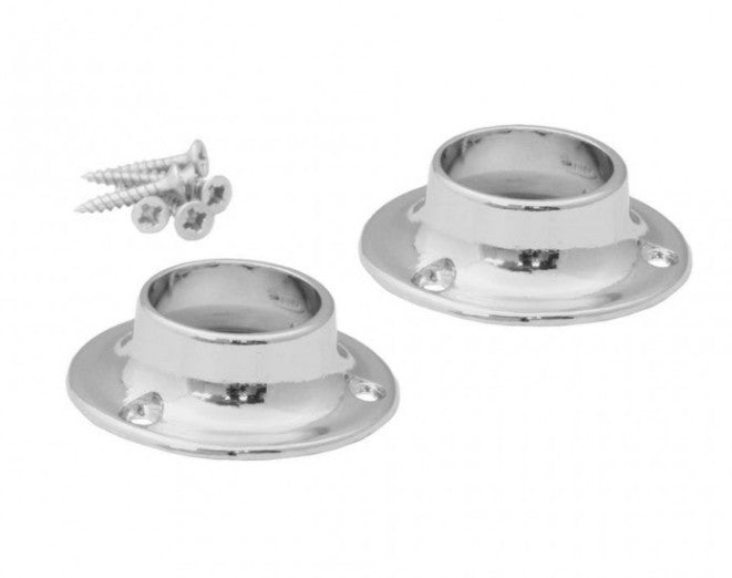 25mm (1") CP Wardrobe Rod Sockets (Pack of 2)