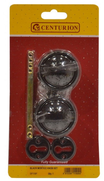 Black Plastic Rim Mortice Knob Set