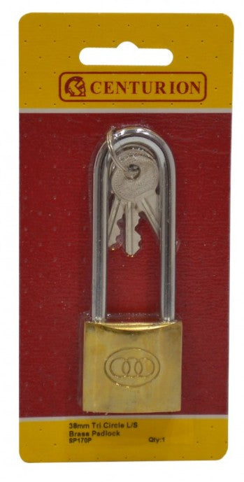 38mm Brass Long Shackle Tri-Circle Padlock