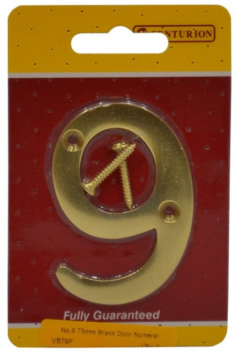 75mm (3") PB Victorian No 9 Door Number