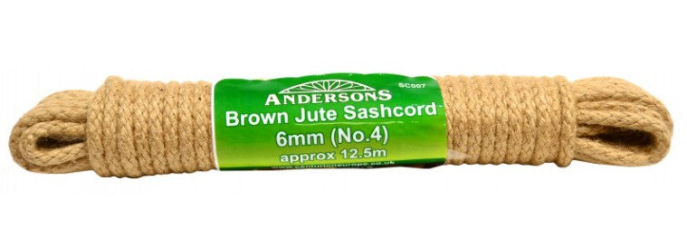 12.5m 6mm (No 4) Brown Label Jute Sash Cord