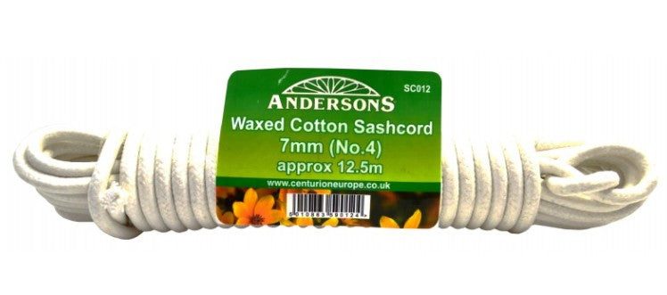 12.5m 7mm (No 4) Waxed Cotton Sash Cord