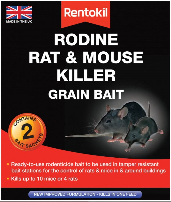 Rentokil Rodine Rat & Mouse Killer Grain Bait - 2 Sachet