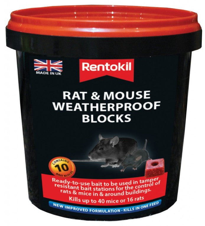 Rentokil Mouse & Rat Weatherproof Blocks - 10 Sachet