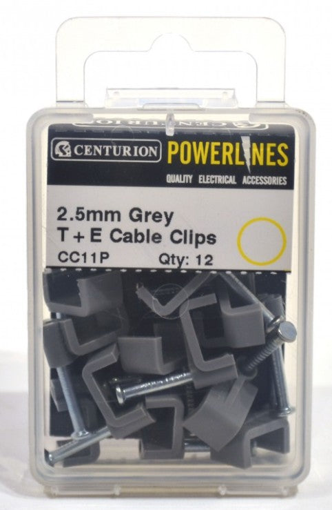 2.5mm Flat T+E Grey Cable Clip (Pack of 12)