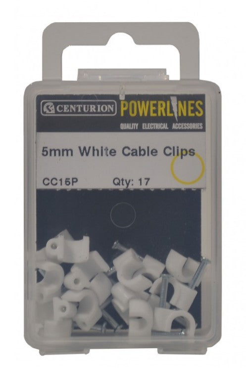 5mm White Cable Clips (Pack of 17)
