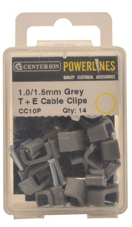 1.00/1.5mm T+E Grey Cable Clips (Pack of 14)