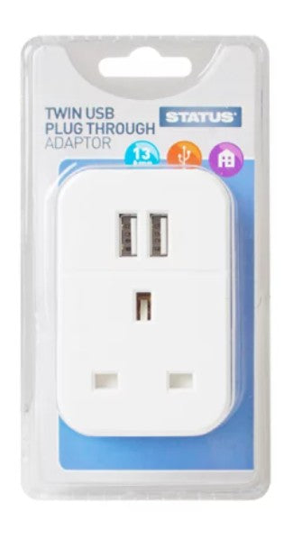 Twin USB Plug Through Adaptor