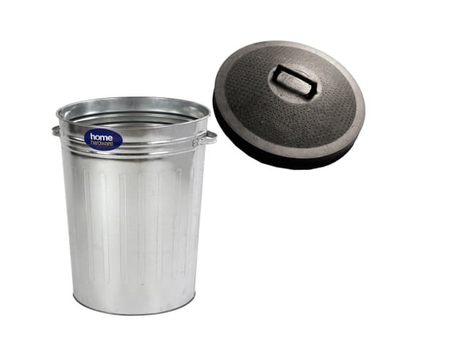 Galvanised Metal Dustbin and Rubber Lid