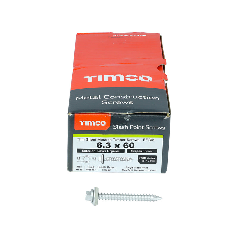 Hex Slash Timber Tek Screw 60mm Exterior Box of 100