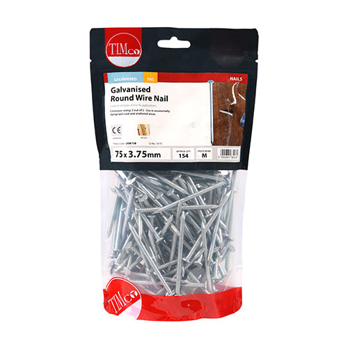 Round Wire Nail - Galvanised 75mm x 3.75 - 1Kg