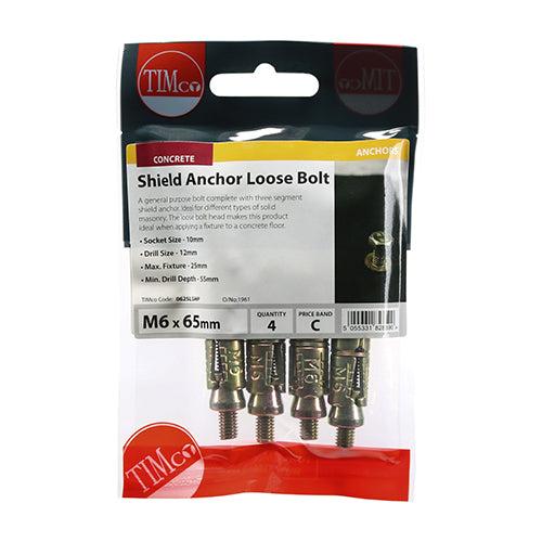 Anchor Bolt - M6:25L (M6 x 65) Pack of 4