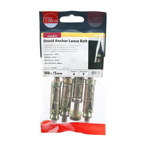 Anchor Bolt - M8:25L (M8 x 75) Pack of 4