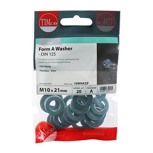 Form A Washer - BZP M10 Pack of 20