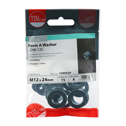 Form A Washer - BZP M12 Pack of 15