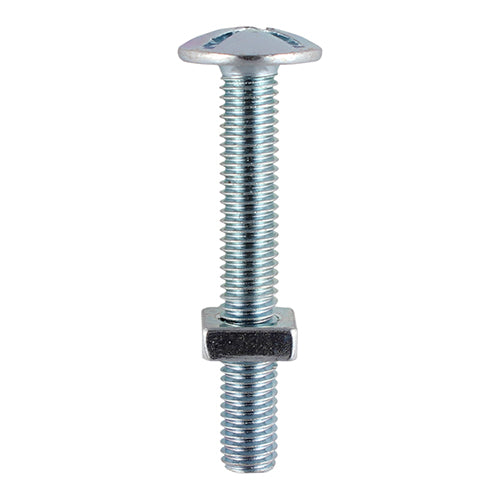Roofing Bolt & SQ Nut - BZP M6 x 50 Pack Of 8