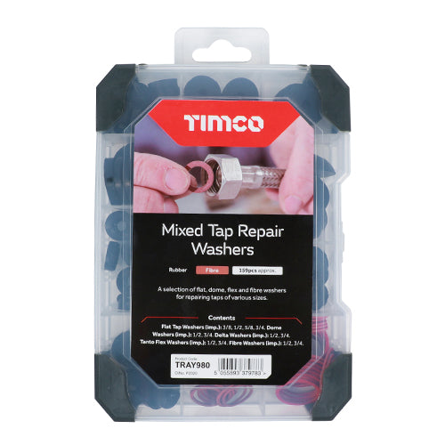 Timco Mixed Tray - Tap Repair Washers 159pcs